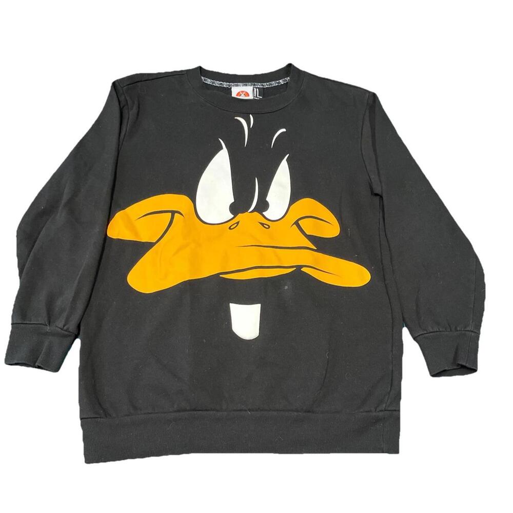 Looney Tunes Daffy Duck Sweater Adult Size Medium Black Long Sleeve
